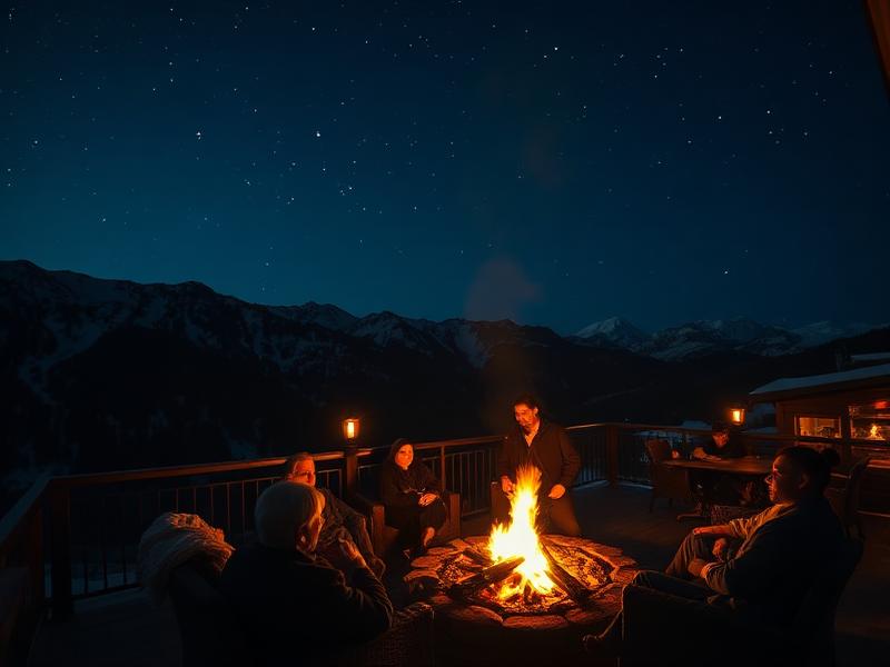 Cozy evening bonfire under the stars